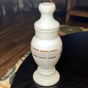 Vintage White Milk Glass Gold Greek Key Apothecary Jar Storage Container